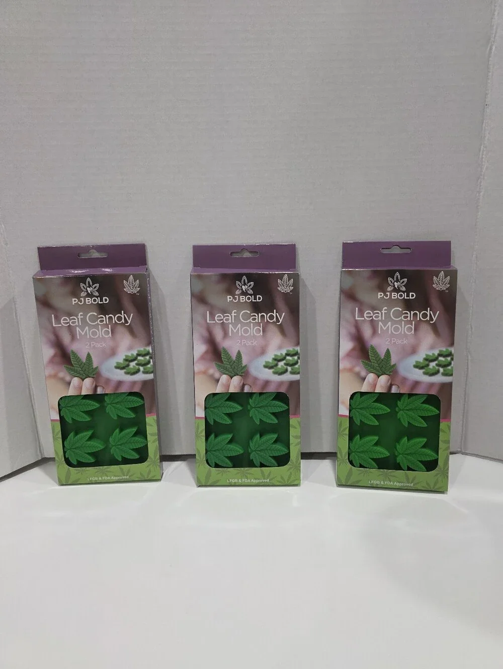 (3)  2pks NIB PJ Bold Leaf Candy Molds